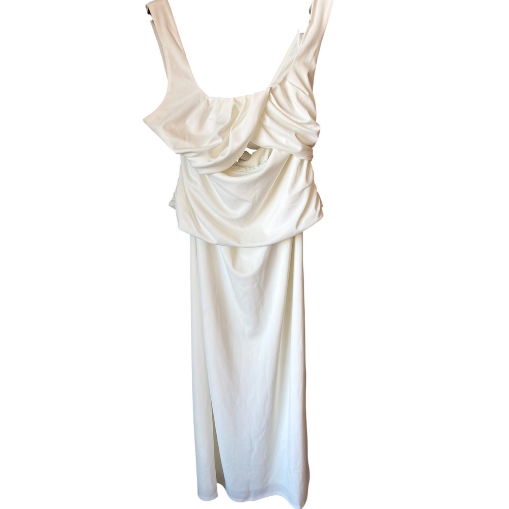NEW Reformation Eleni Knit Two-Piece Set Ivory Twist Crop Top Maxi Skirt Size 6 - Picture 4 of 4